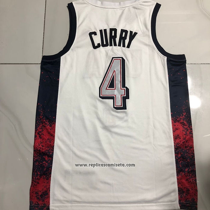 Camiseta USA 2024 Stephen Curry #4 Blanco